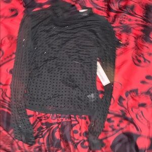 No Boundaries Black Sheer Top with Circle black gems